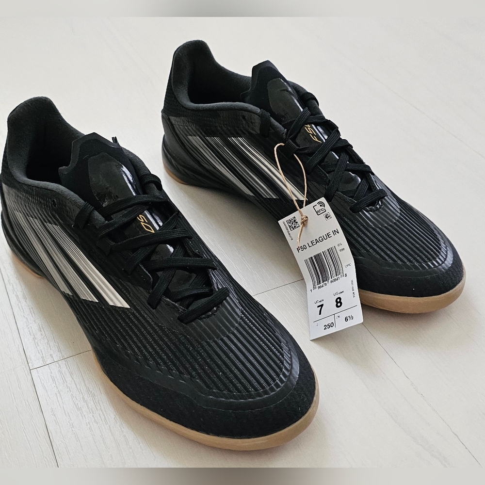 Mens Adidas F50 League IN Indoor Soccer Futsal (IF1332) Shoes Size 7 Black Gum